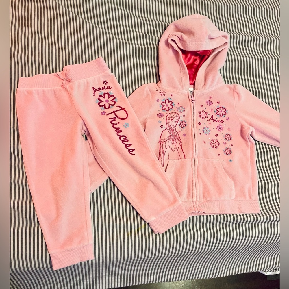 3T Girls - 2 piece Frozen (Anna) velour hoodie and sweatpants